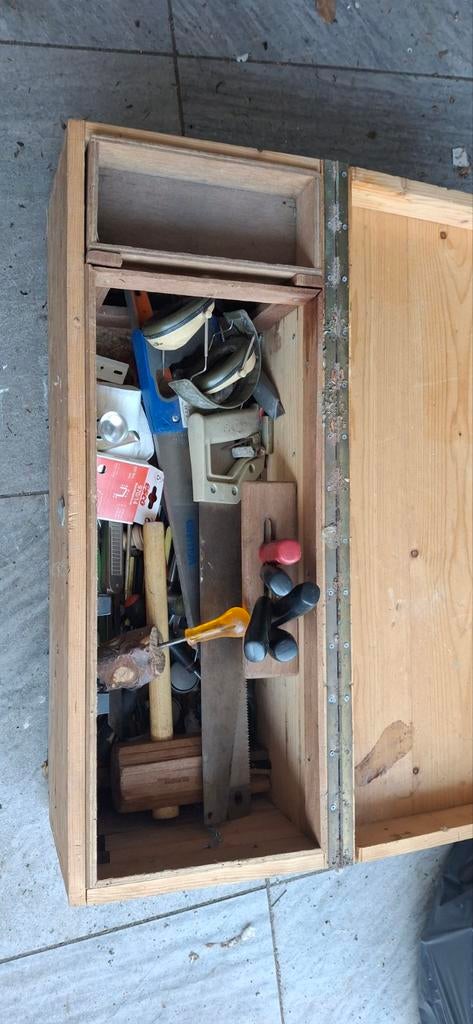 Houten gereedschapskist met inhoud, Ophalen of Verzenden, Gebruikt