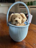 Vintage opwind hondje in mandje (1960), Antiek en Kunst, Antiek | Speelgoed, Ophalen of Verzenden