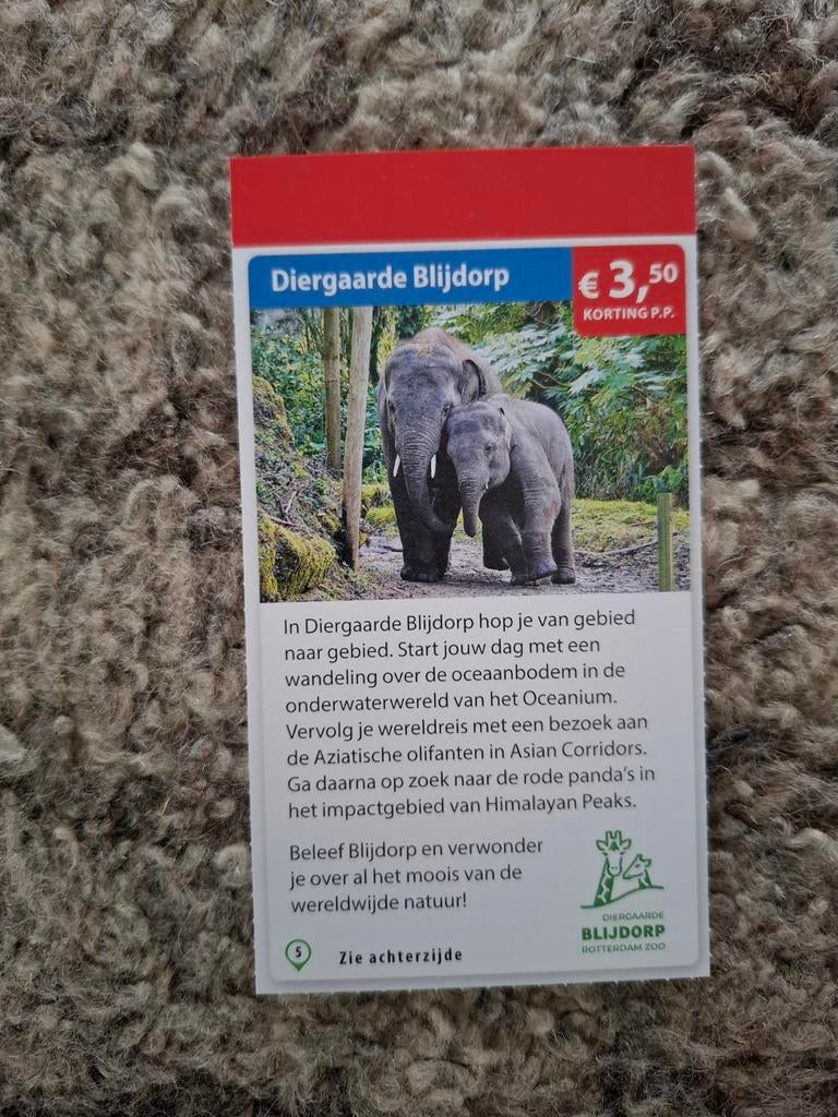 Diergaarde Blijdoorp €3,50 korting p.p, Drie personen of meer, Dierentuinbon