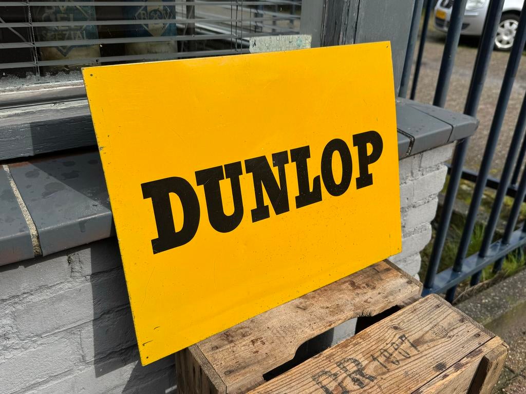 DUNLOP Banden oud reclame bord, Reclamebord, Gebruikt, ., Ophalen of Verzenden