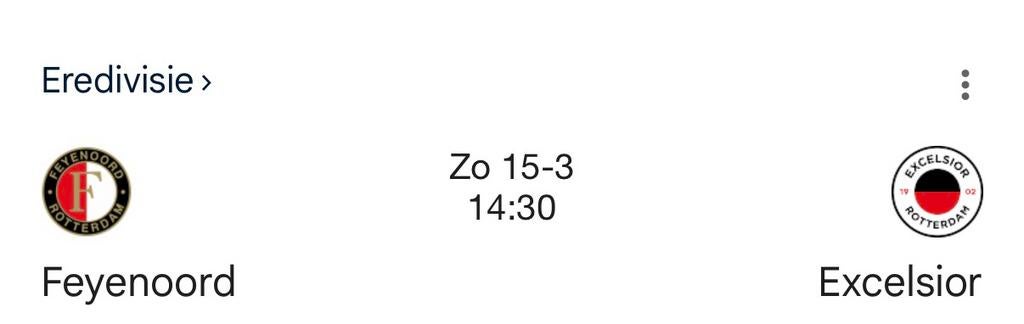 Feyenoord Excelsior Vak BB 3 kaarten €40/stuk, Tickets en Kaartjes, Seizoenskaart, Drie personen of meer, Maart