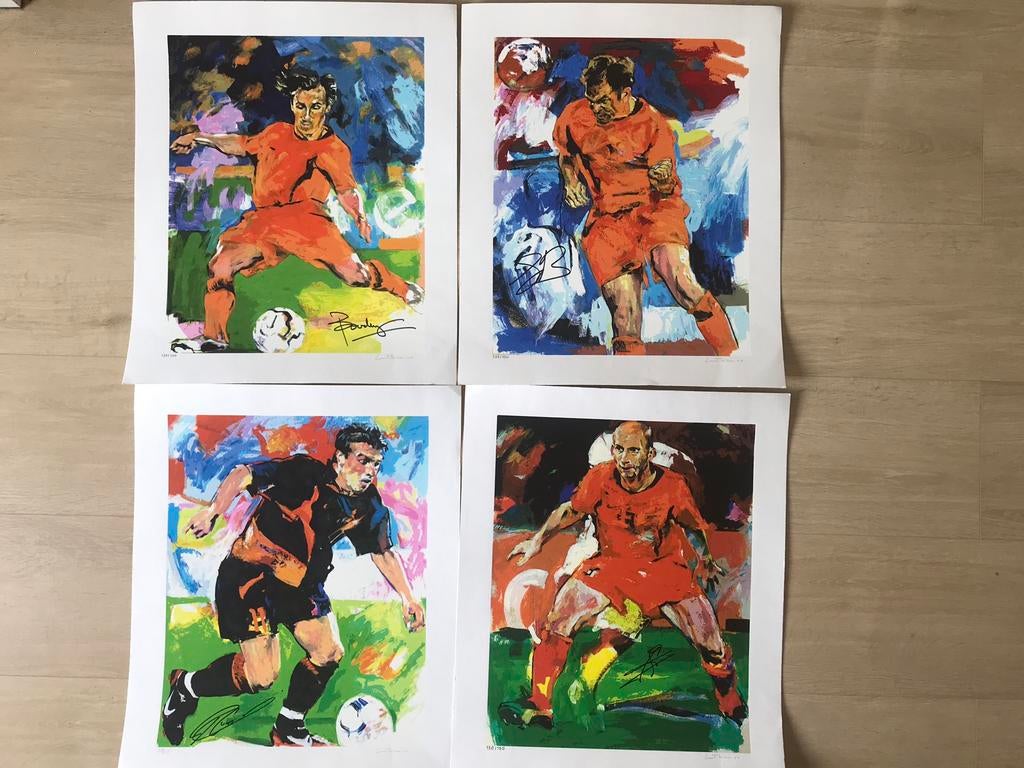 4 x Zeefdrukken Van Het Nederlands Elftal / Lou Thissen, Antiek en Kunst, Ophalen