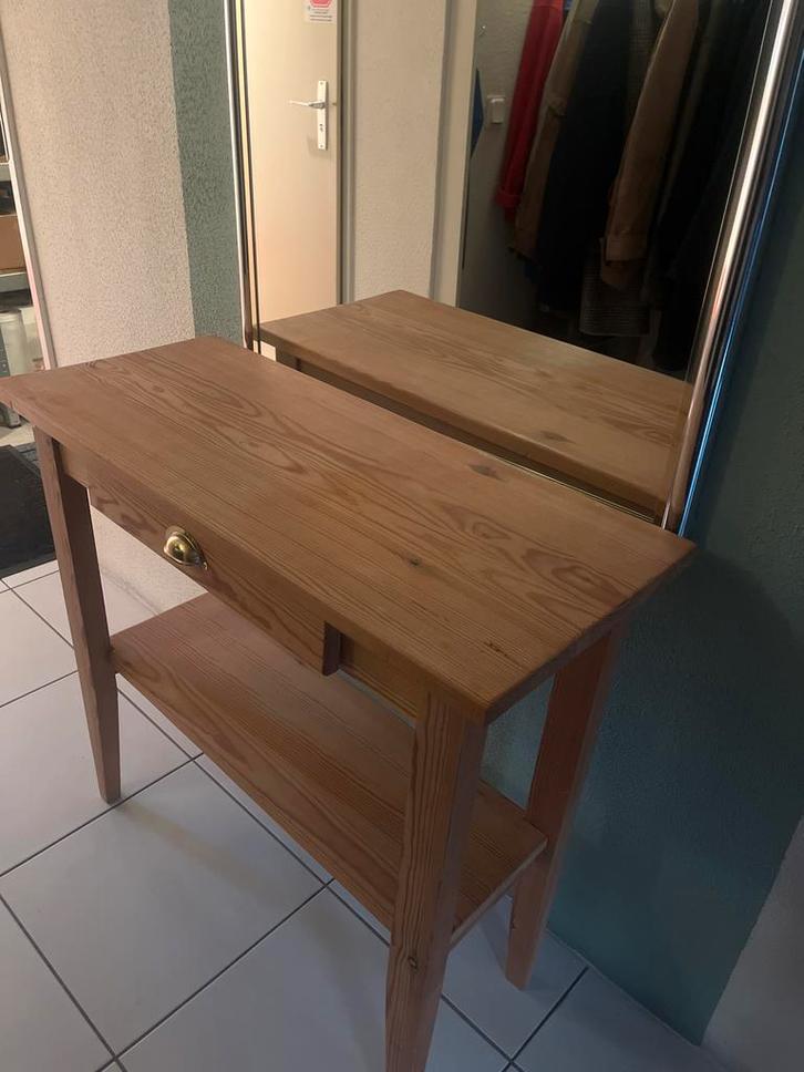 Houten Console Tafel met Lade en Plank, Huis en Inrichting, Tafels | Sidetables, Gebruikt, 25 tot 50 cm, 50 tot 100 cm, Rechthoekig