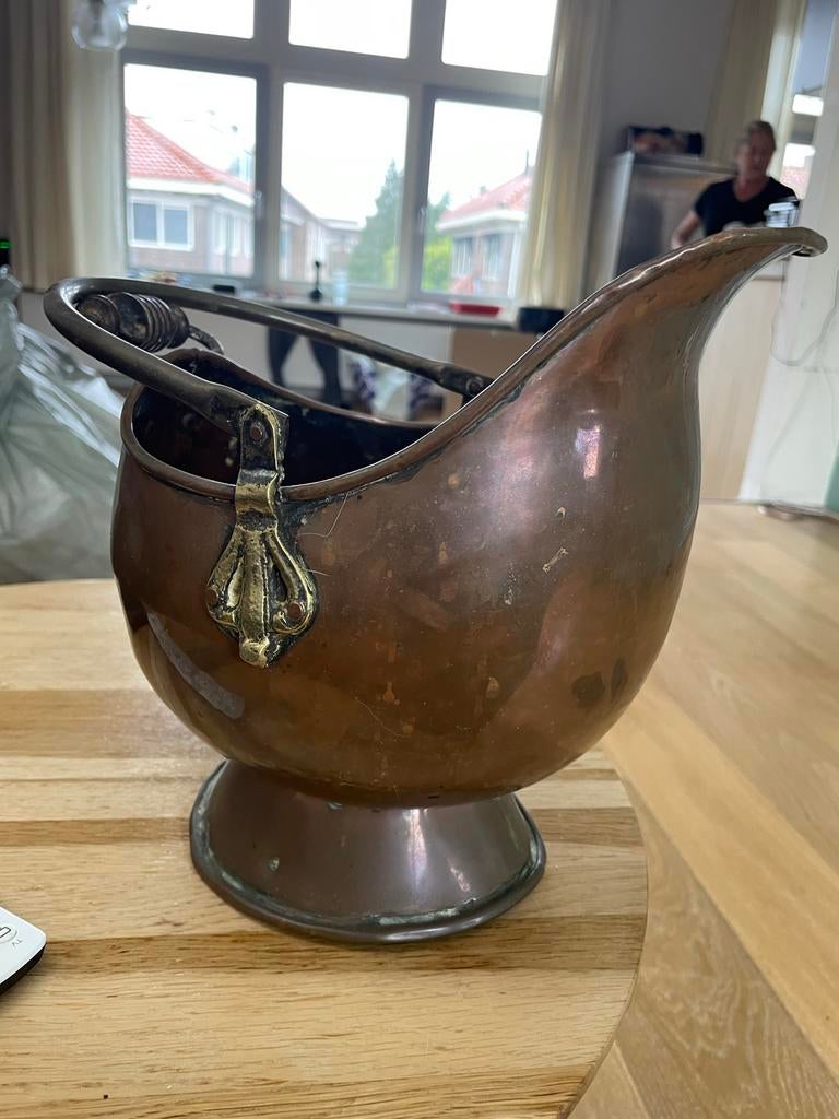 Antieke koperen kolenkit, waarschijnlijk Engels (laat 19e/be, Antiek en Kunst, Antiek | Koper en Brons, Ophalen of Verzenden, Koper