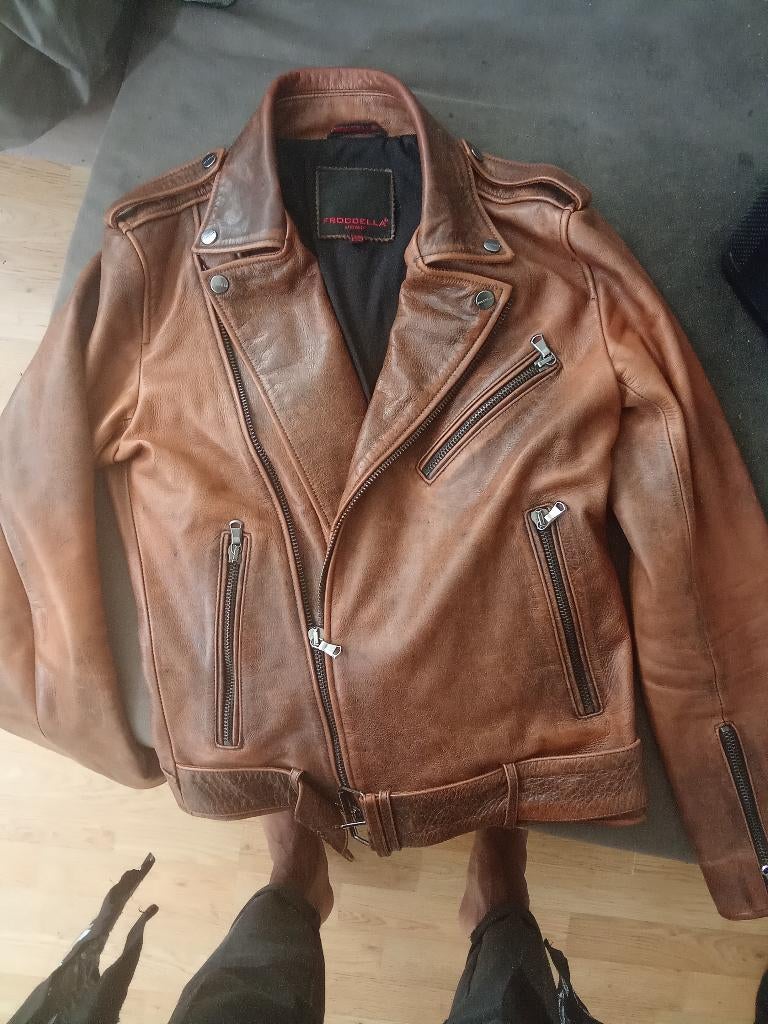 Leren jas bruin, Kleding | Heren, Jassen | Zomer, Zo goed als nieuw, Maat 48/50 (M), Bruin, Ophalen