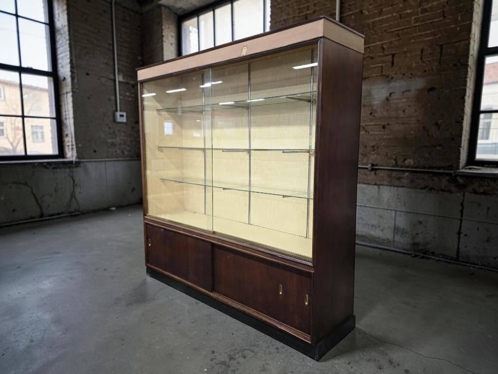 vintage XL houten vitrinekast / buffetkast / wandkast, Ophalen