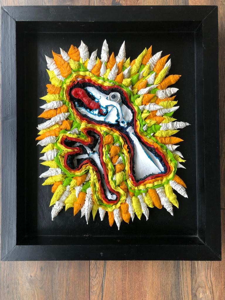 Ivo Kamphuis; olieverfschilderij met echte schedel + anderen, Ophalen