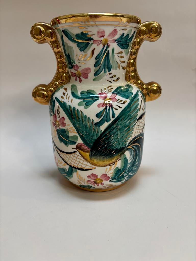 H. Bequet Vintage Vaas - Unieke Kleuren & Rijkelijk Verguld, Ophalen of Verzenden