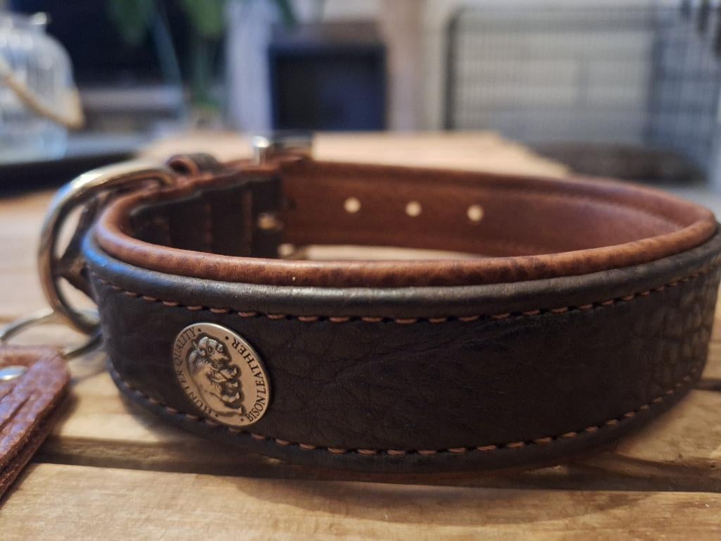 Nieuw! Hunter Cody halsband M met lijn, bizonleer, Dieren en Toebehoren, Ophalen of Verzenden, Nieuw