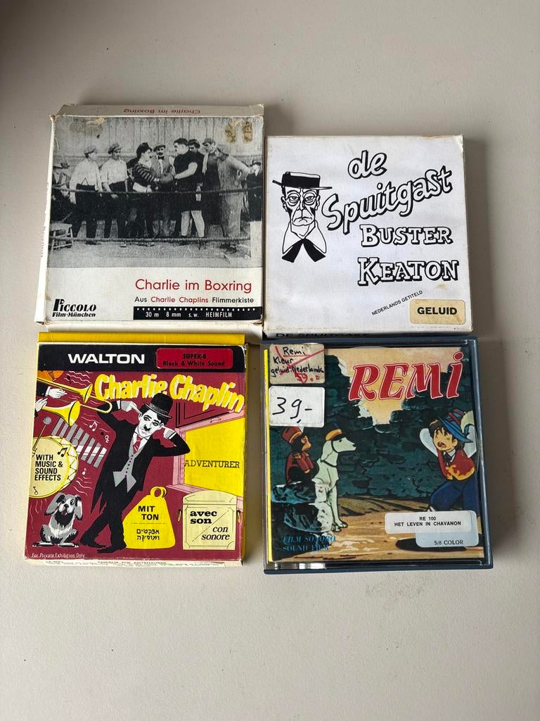 Vintage 8mm films: Charlie Chaplin, Buster Keaton, Remi, Ophalen of Verzenden, 8mm film