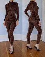 WoW 80s Vintage Catsuit jumpsuit Fredericks of Hollywood S M, Maat 38/40 (M), Bruin, Verzenden, Gedragen