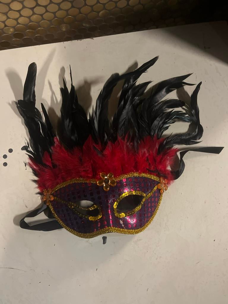 Carnavalsmasker met veren - Diverse kleuren, Ophalen, Nieuw, Accessoires