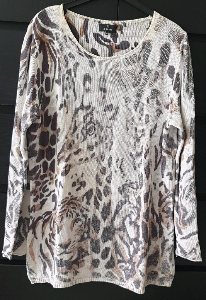 MONARI - pullover/trui met leuke print maat 42, Monari, Beige, Maat 42/44 (L), Ophalen of Verzenden