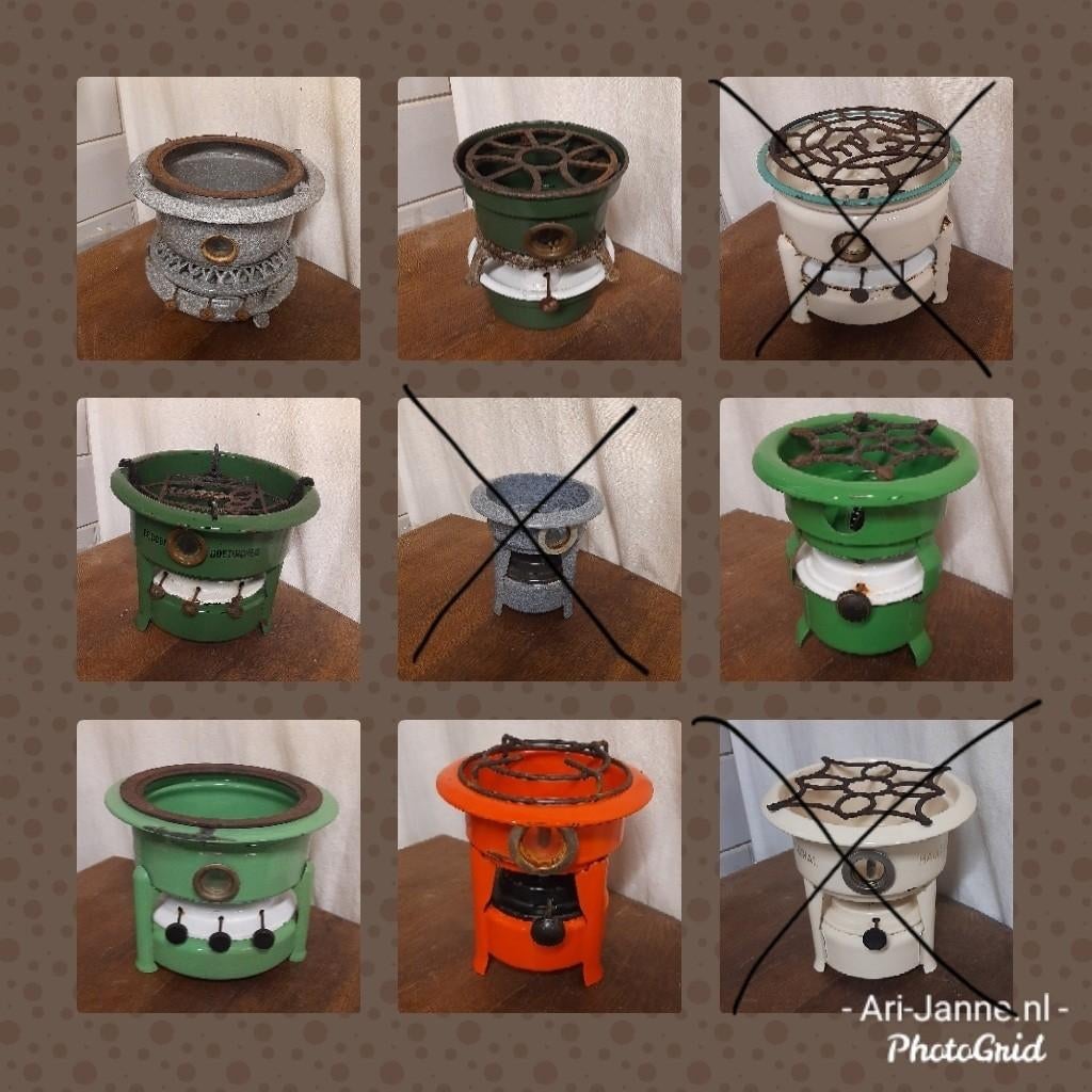 Brocante petroleum stellen, emaille, werkend, decoratie, Ophalen of Verzenden