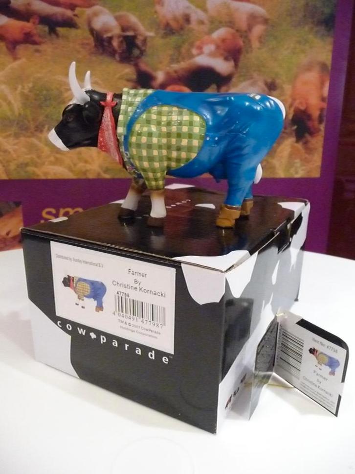 Nieuw Cow Parade koe Farmer medium gratis verzending., Antiek en Kunst, Kunst | Designobjecten, Ophalen of Verzenden