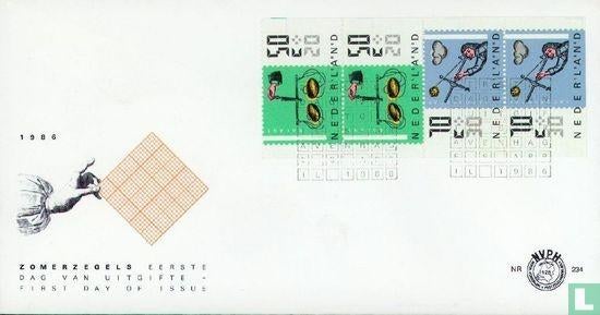 FDC E234 Zomerzegels 1986 NL onbeschreven, Ophalen of Verzenden, Nederland