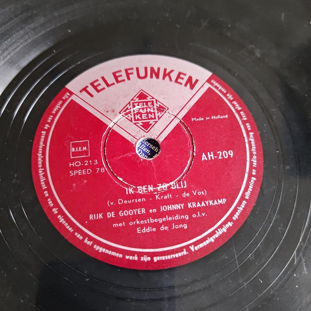 Telefunken 78 toeren plaat Rijk de Gooyer Johnny Kraaykamp, Ophalen of Verzenden, 10 inch