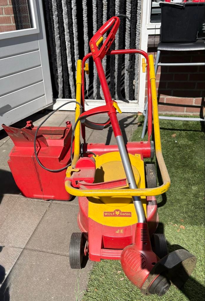 Wolf Garten elektrische grasmaaier met trimmer, Tuin en Terras, Grasmaaiers, Ophalen, Cirkelmaaier, Gebruikt, Elektrische grasmaaier
