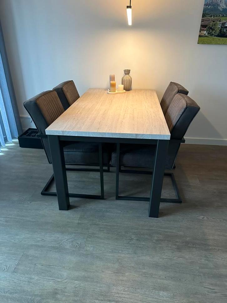 Eetkamertafel met stoelen, Huis en Inrichting, Tafels | Eettafels, Zo goed als nieuw, 50 tot 100 cm, 150 tot 200 cm, Rechthoekig