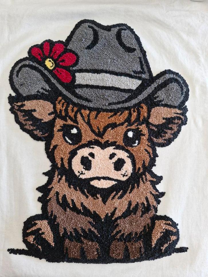Handgemaakte Highland Koe Punch Needle Kunst, Hobby en Vrije tijd, Knutselen, Ophalen of Verzenden