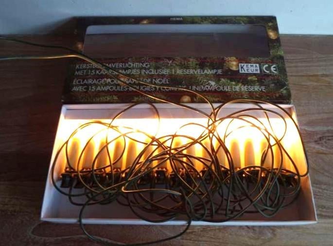 Oude kerstverlichting Hema 15 kaarslampjes kerst, Diversen, Kerst, Ophalen of Verzenden, Zo goed als nieuw
