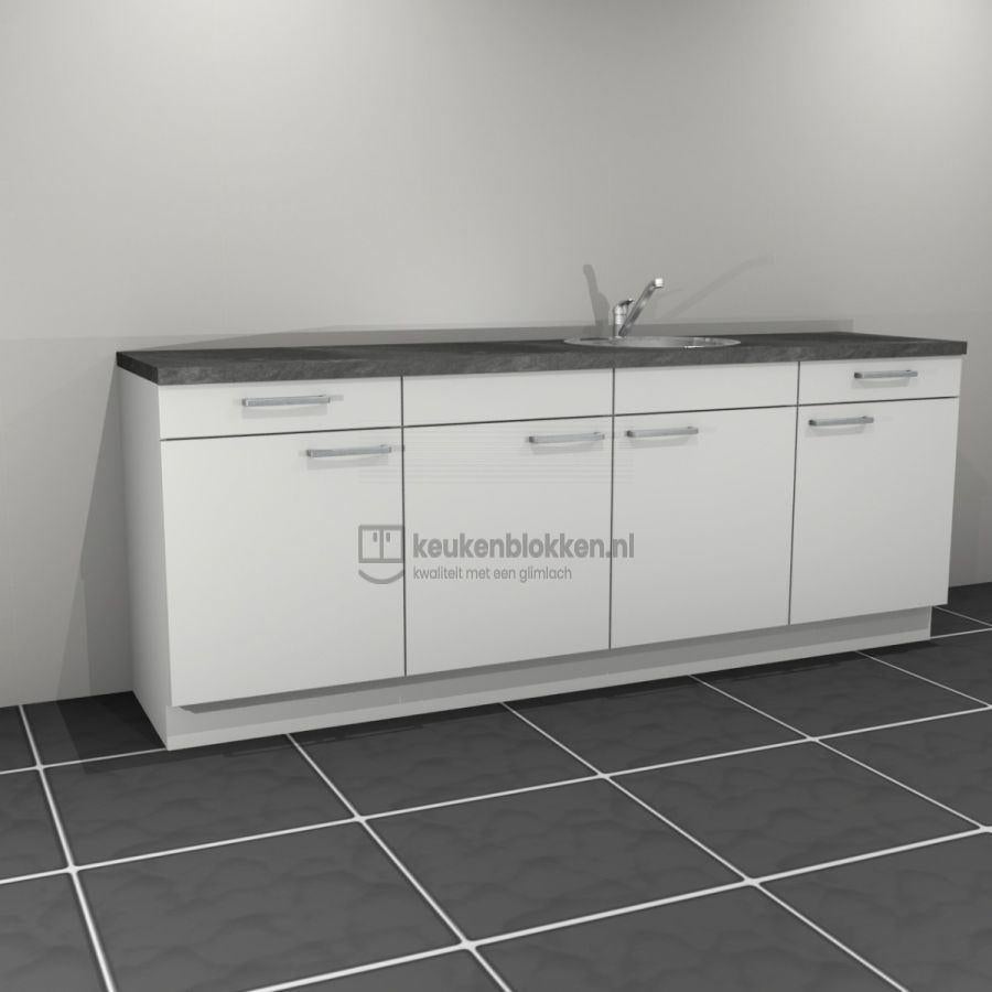 Keukenblok met spoelbak rechts met lades 2.40m Op voorraad !, Huis en Inrichting, Keuken | Keukenelementen, Ophalen, Wit, Nieuw
