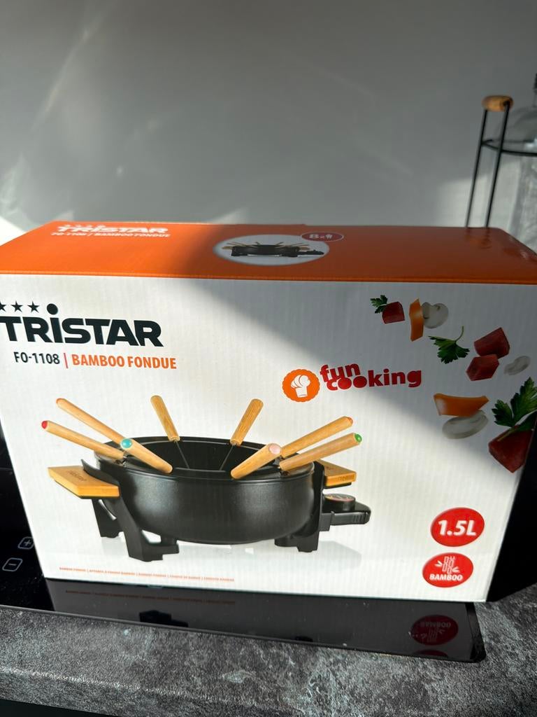 Tristar FO-1108 Bamboo Fondue - Nieuw in doos, Witgoed en Apparatuur, Fonduesets, Nieuw, Fondueset, Elektrisch, Ophalen