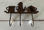 Vintage gietijzeren wandrekje, theedoeken houder met 3 haken, Ophalen of Verzenden, Zo goed als nieuw