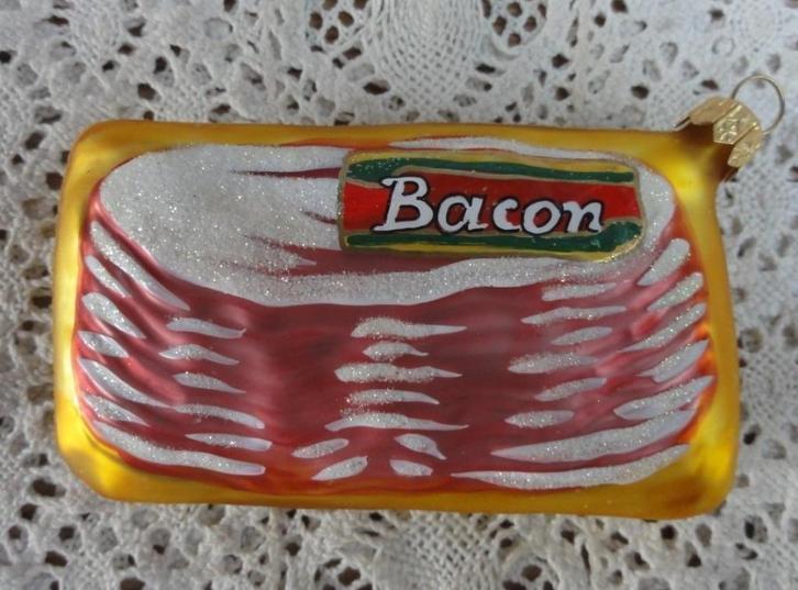 SALE Glazen kerstbal bacon / vlees, KERST, Diversen, -, -, Ophalen of Verzenden, Zo goed als nieuw
