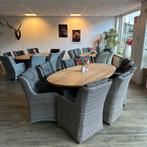 Teak Ovale Tuintafels met wicker stoelen – Diverse Tuinsets, ., Teakhout, Ophalen of Verzenden, Zo goed als nieuw