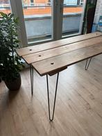 Houten tafel met hairpin poten, Ophalen, 50 tot 100 cm, Zo goed als nieuw, 150 tot 200 cm