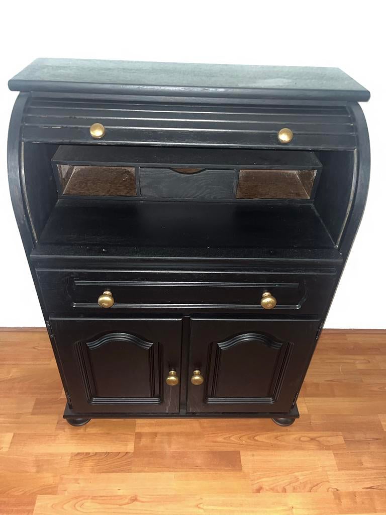 Oud zwart geschilderd secretair kastje, Huis en Inrichting, Kasten | Secretaires, Ophalen, Gebruikt