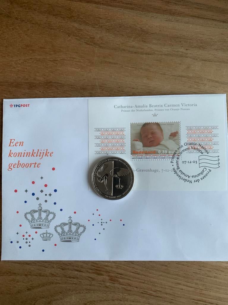 Koninklijke Geboorte Amalia Munt, Postzegels en Munten, Koningin Beatrix, Euro's, Ophalen of Verzenden, Geboorte of Huwelijk