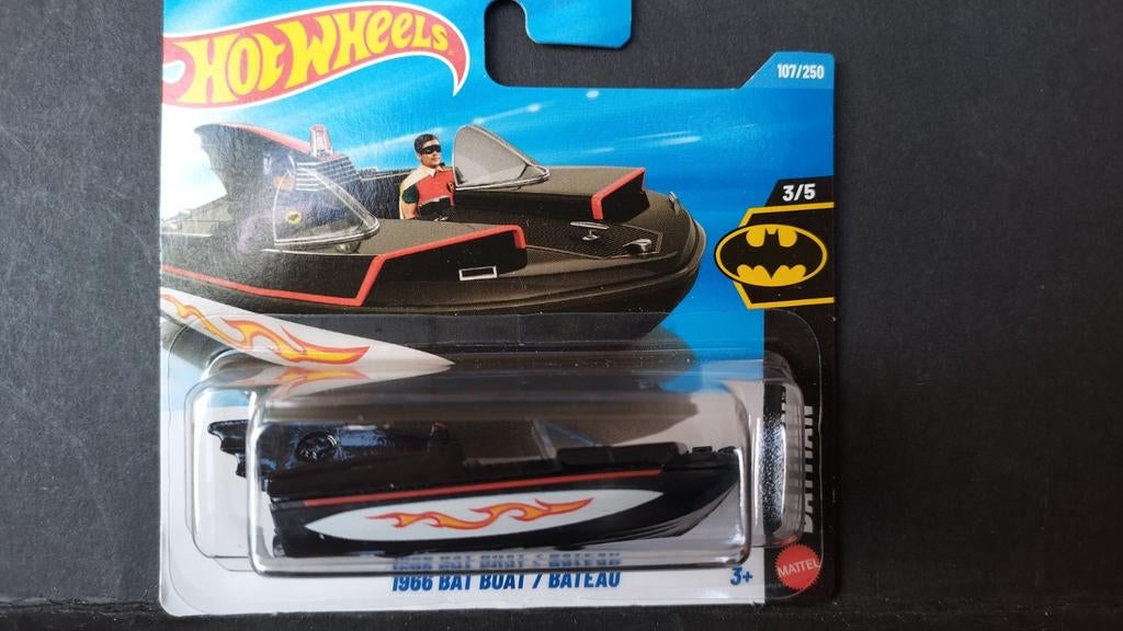 Batman Batboat Black 1:64 3inch Hotwheels Pol, 1186 MJ 1 NL, Auto, Verzenden, Nieuw
