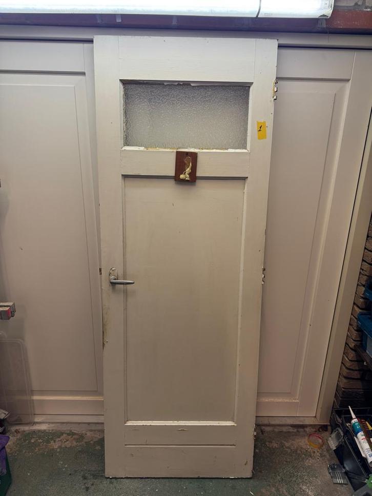 9x Jaren 30 deur, Doe-het-zelf en Verbouw, Deuren en Horren, Gebruikt, Binnendeur, Minder dan 200 cm, Minder dan 80 cm, Glas, Hout