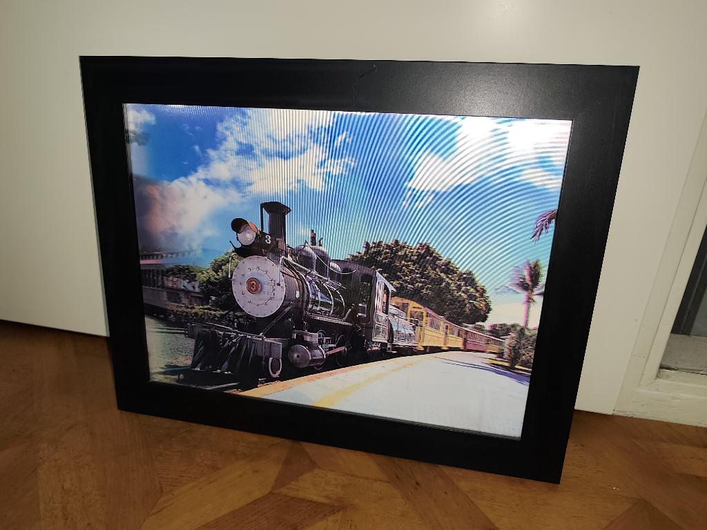 3D schilderij treinen, Huis en Inrichting, Woonaccessoires | Wanddecoraties, Meerkleurig, Ophalen of Verzenden, Zo goed als nieuw