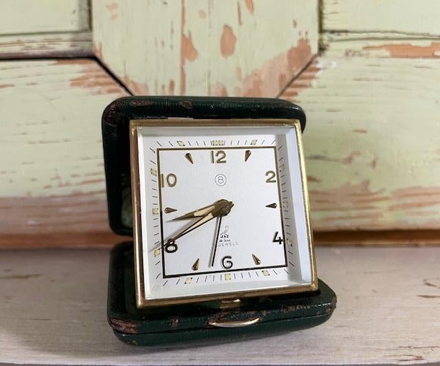 Jaz de Luxe 11 jewels reiswekkertje uit Frankrijk, Antiek en Kunst, Ophalen of Verzenden