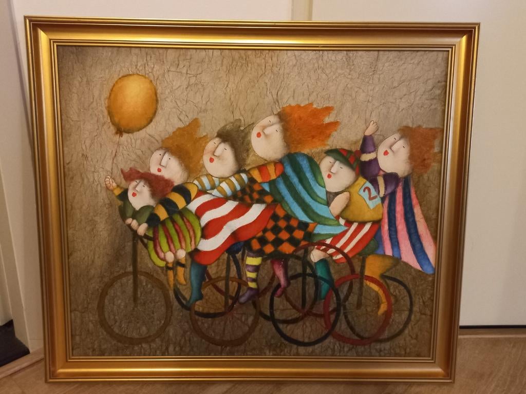 Modern schilderij in stijl van Joyce Roybal - Fietsers, Ophalen