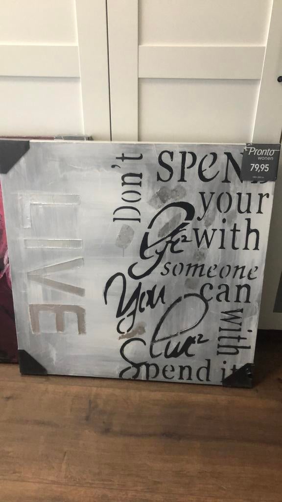 Nieuw schilderij 80 x 80 cm grijs/zwart, Ophalen, Nieuw, Schilderij, 75 tot 100 cm