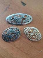 3 vintage zilveren bloem broches, 4 tot 7 cm, Onbekend, Ophalen of Verzenden, Zo goed als nieuw