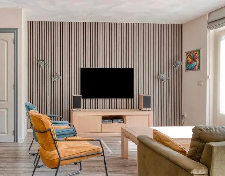 6 grijs eiken akoestische wandpanelen  wandpaneel 240x360, Doe-het-zelf en Verbouw, Platen en Panelen, Zo goed als nieuw, Hout