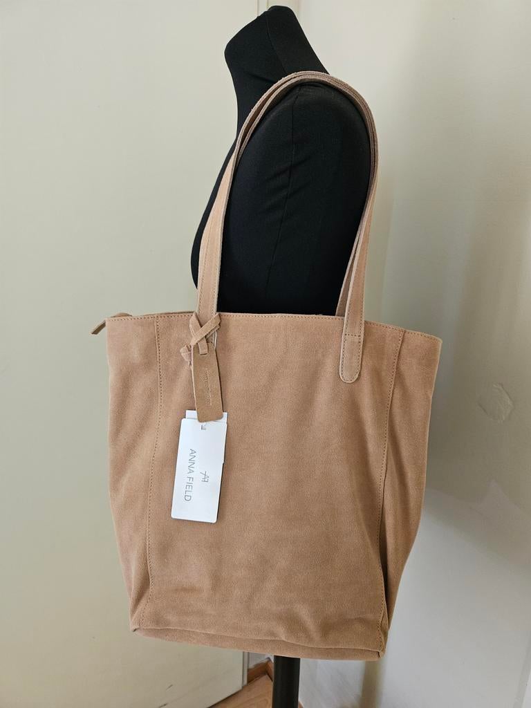 NIEUW ANNA FIELD echt suède shopper met rits,taupe, Ophalen of Verzenden, Nieuw, Beige, Shopper