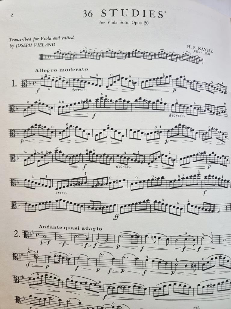 Kayser 36 Studies Opus 20 voor altviool solo, Gebruikt, Klassiek, Les of Cursus, Ophalen of Verzenden