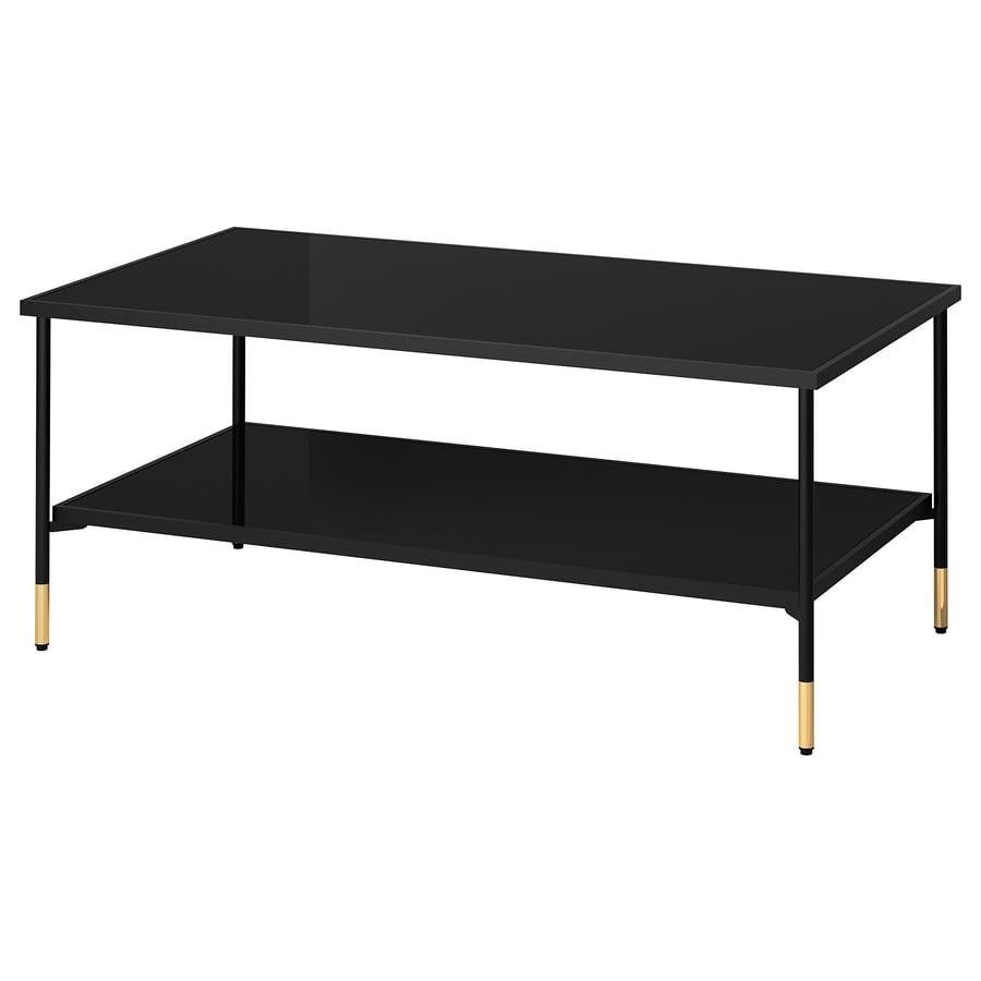 Zwarte salontafel met goudkleurige poten, 100 tot 150 cm, Minder dan 50 cm, Rechthoekig, 50 tot 100 cm