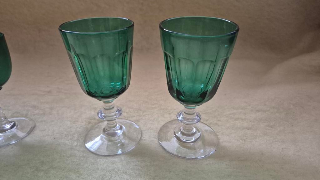 Antieke Val St. Lambert kristallen wijnglazen 19e eeuw, Antiek en Kunst, Antiek | Glas en Kristal, Ophalen of Verzenden