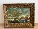 Mooi oud schilderij met mooie lijst gesigneerd, Ophalen of Verzenden