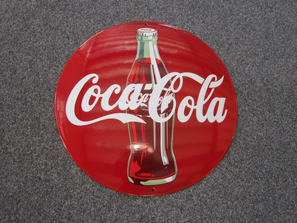 COCA COLA EMAILLE RECLAMEBORD, Verzamelen, Ophalen, Zo goed als nieuw, Reclamebord