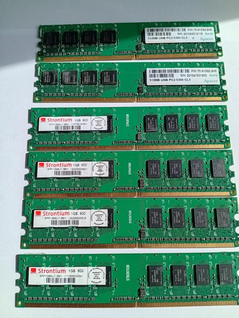 DDR2 RAM Geheugenmodules - Strontium en Apacer, Computers en Software, RAM geheugen, Gebruikt, Ophalen of Verzenden, DDR2, Desktop