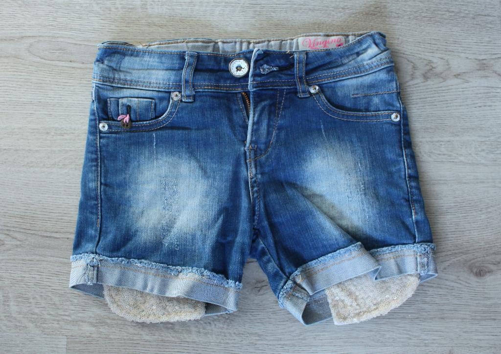 zgan vingino short  korte spijker broek  128 134, Kinderen en Baby's, Kinderkleding | Maat 128, Broek, Meisje, Ophalen of Verzenden