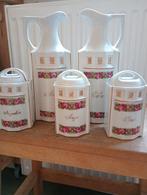 Vintage Olie en Azijn Set met Rozen Decoratie, Gebruikt, Keramiek, Overige typen, Ophalen of Verzenden